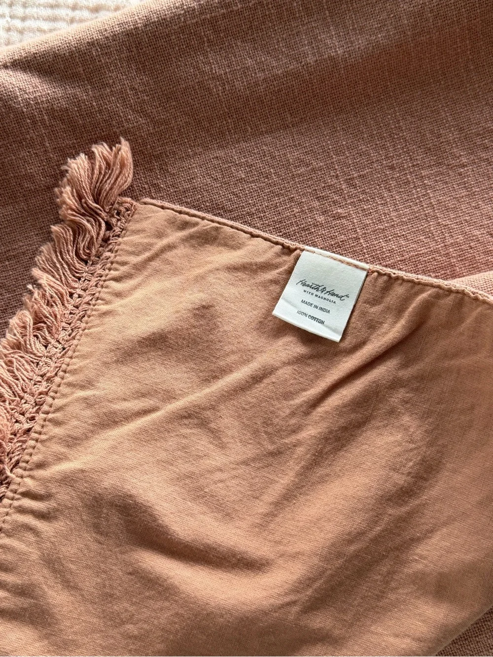 Hearth & Hand Linen Fringe Table Runner Clay